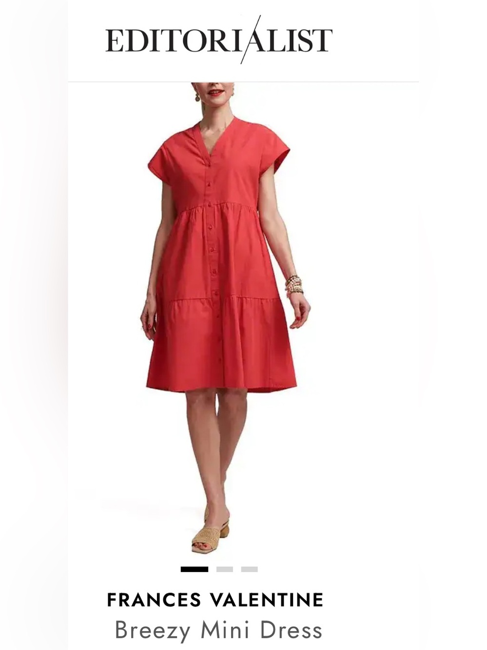 Frances Valentine Coral Breezy cotton Mini Dress NWT. size large